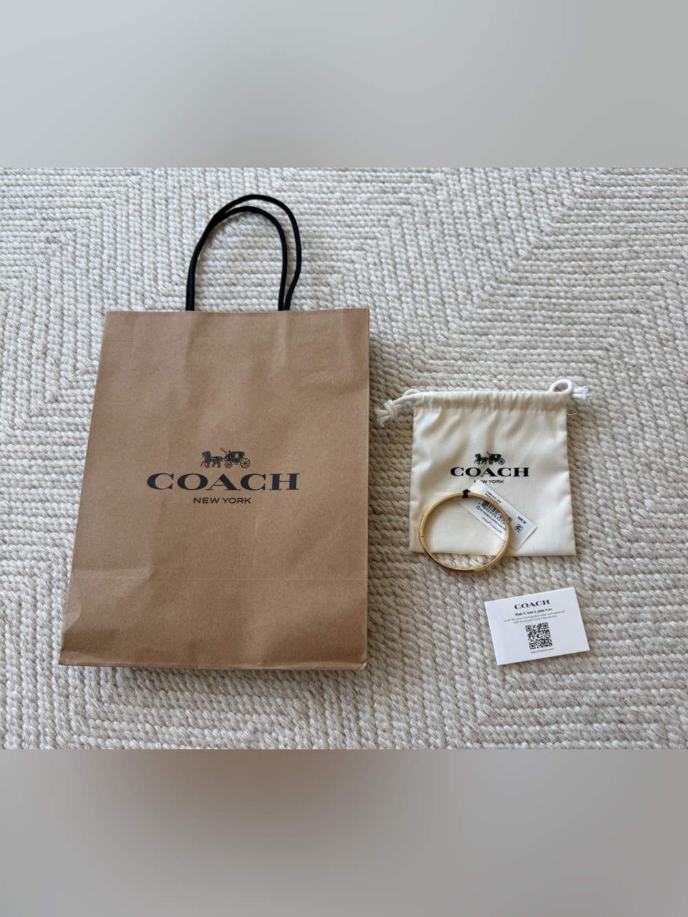 NWT COACH Gold Toned Bangle Bracelet with Dust Bag